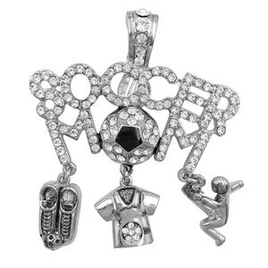 Soccer Mom Big Bling Rhinestone Magnetic Pendant